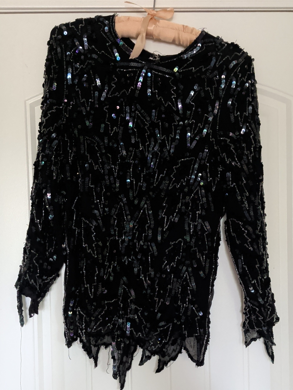 Party Time Black Sequin Evening Blouse